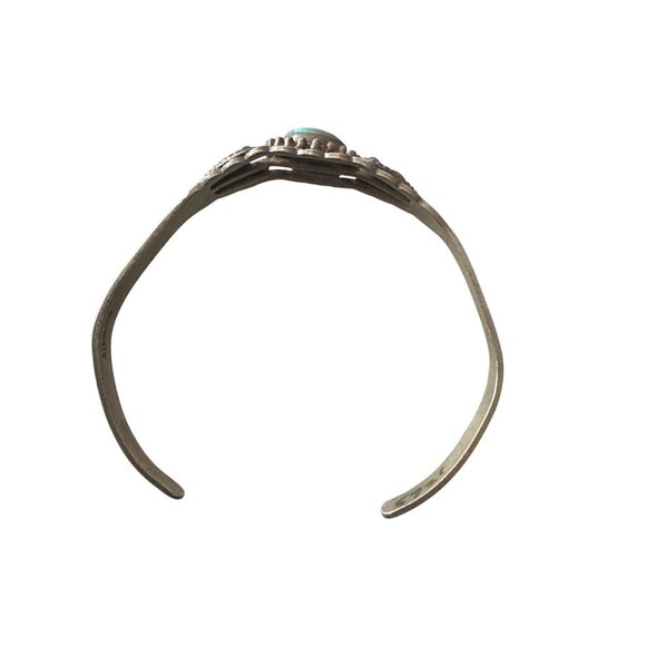 Vintage Small Royston Turquoise & Sterling Silver Handcrafted Cuff Bracelet - Picture 8 of 8
